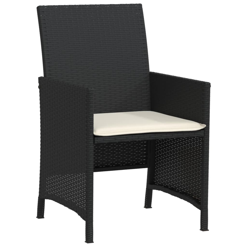Ensemble de bistro 3 pcs avec coussins noir résine tressée - XIOS