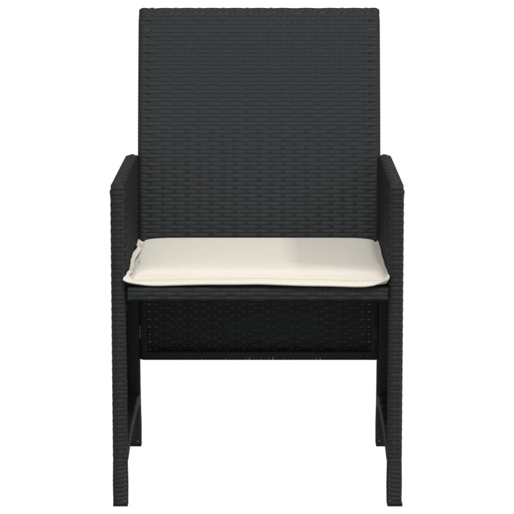 Ensemble de bistro 3 pcs avec coussins noir résine tressée - XIOS