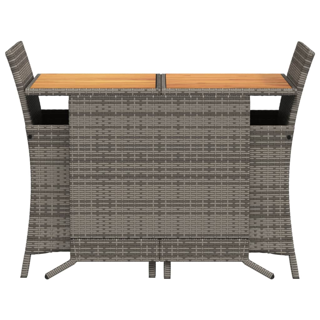Ensemble de bistro 3 pcs avec coussins gris résine tressée - XIOS