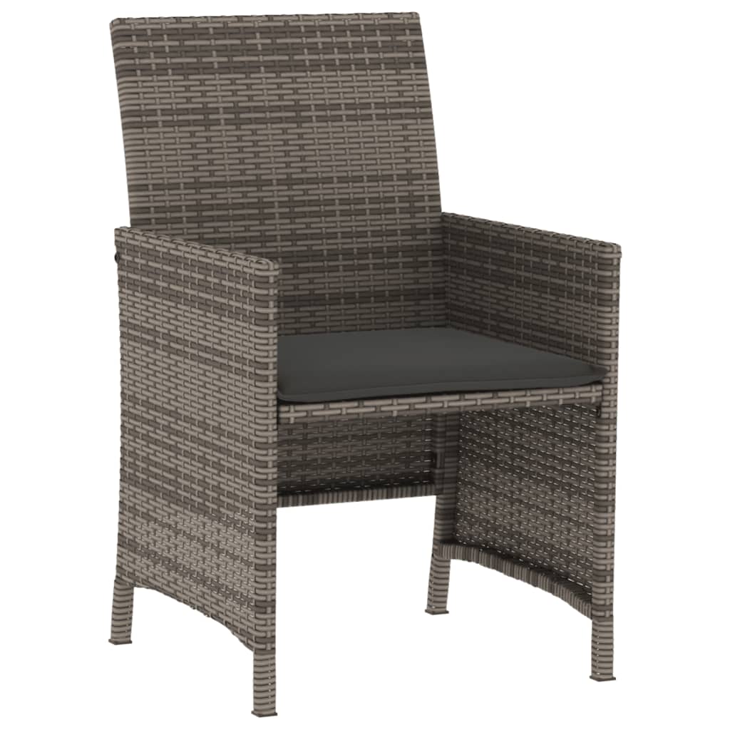 Ensemble de bistro 3 pcs avec coussins gris résine tressée - XIOS