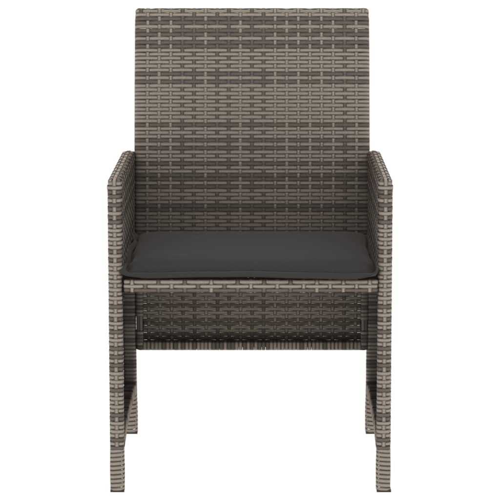 Ensemble de bistro 3 pcs avec coussins gris résine tressée - XIOS