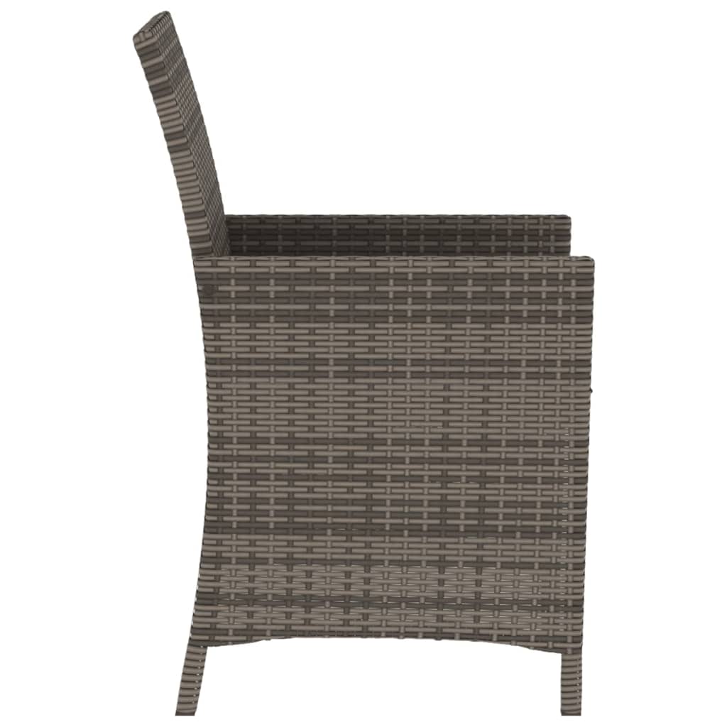 Ensemble de bistro 3 pcs avec coussins gris résine tressée - XIOS