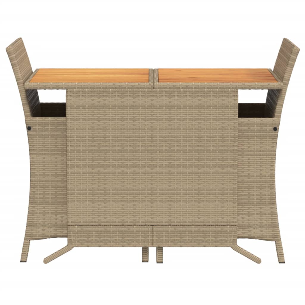 Ensemble de bistro 3 pcs avec coussins beige résine tressée - XIOS