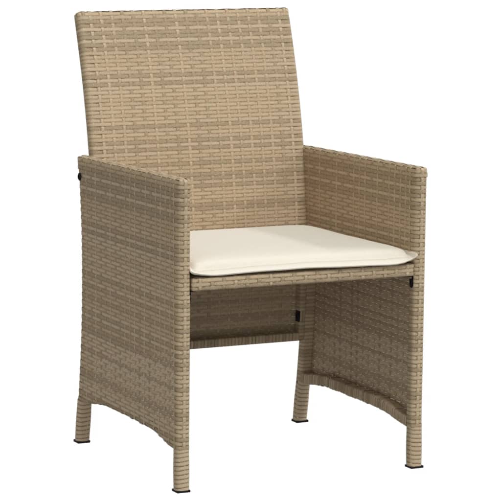 Ensemble de bistro 3 pcs avec coussins beige résine tressée - XIOS