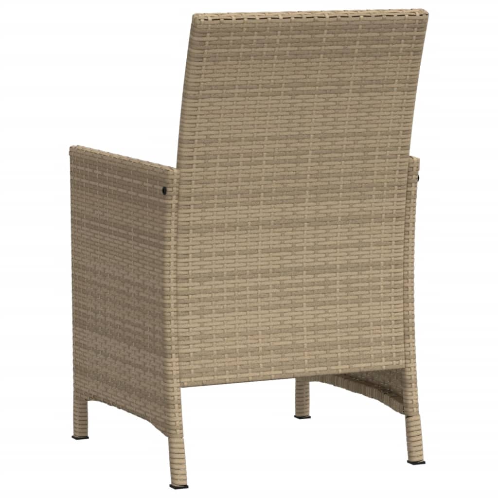 Ensemble de bistro 3 pcs avec coussins beige résine tressée - XIOS