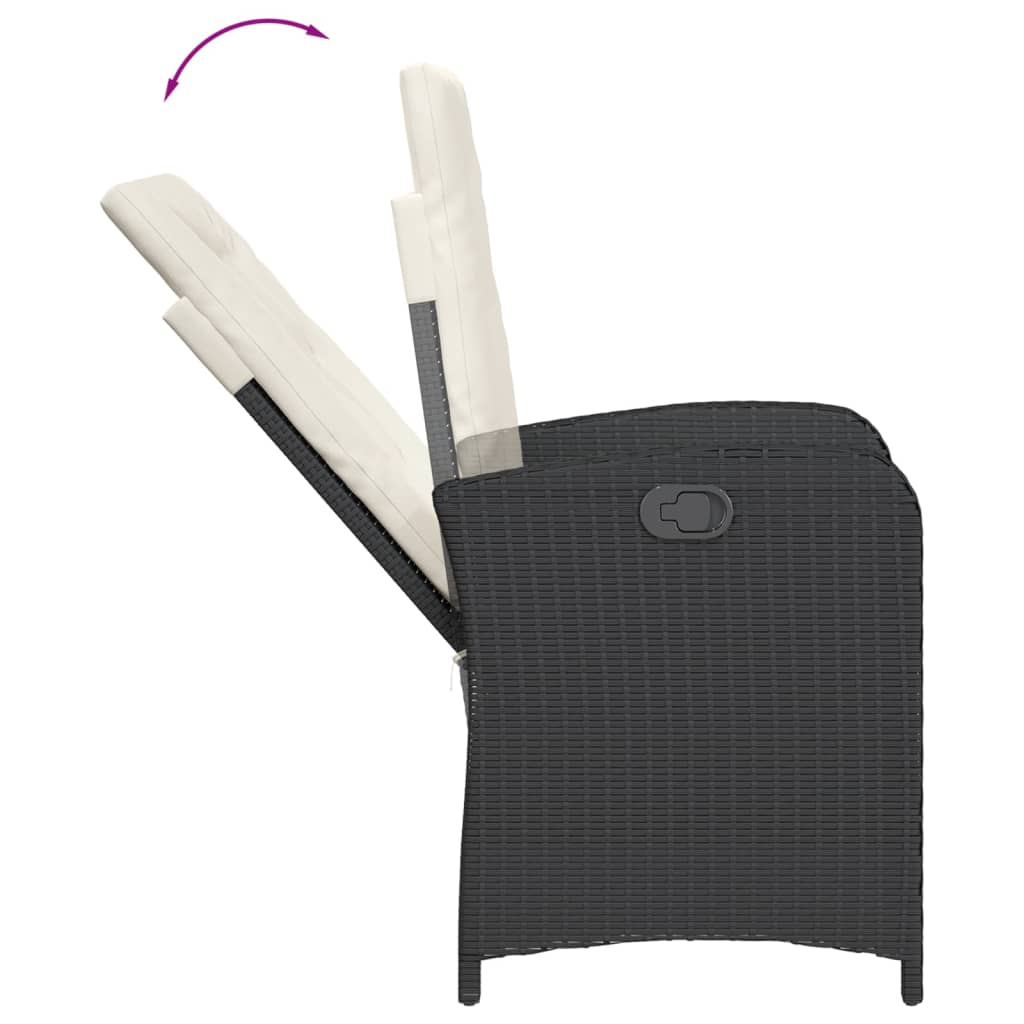 Ensemble de bistro 3 pcs avec coussins noir résine tressée - XIOS