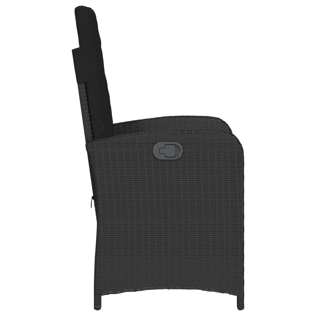 Ensemble de bistro 3 pcs avec coussins noir résine tressée - XIOS