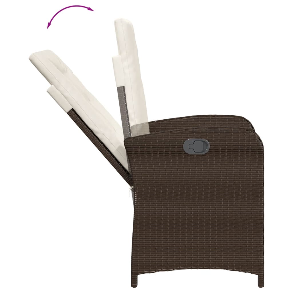 Ensemble de bistro 3 pcs avec coussins marron résine tressée - XIOS