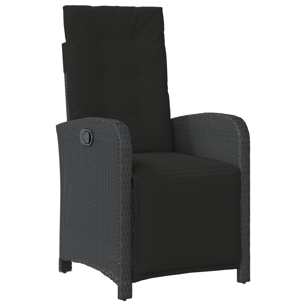 Ensemble de bistro 3 pcs avec coussins noir résine tressée - XIOS
