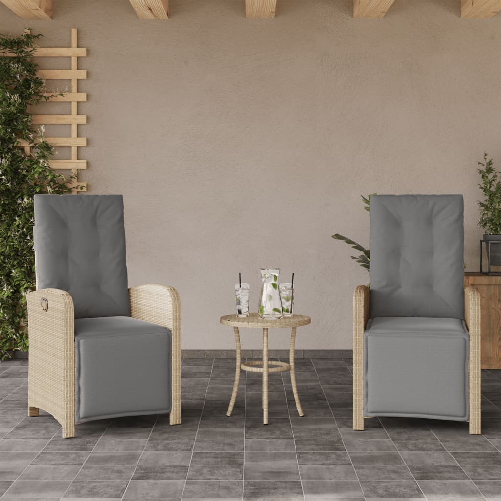 Ensemble de bistro 3 pcs coussins mélange beige résine tressée - XIOS