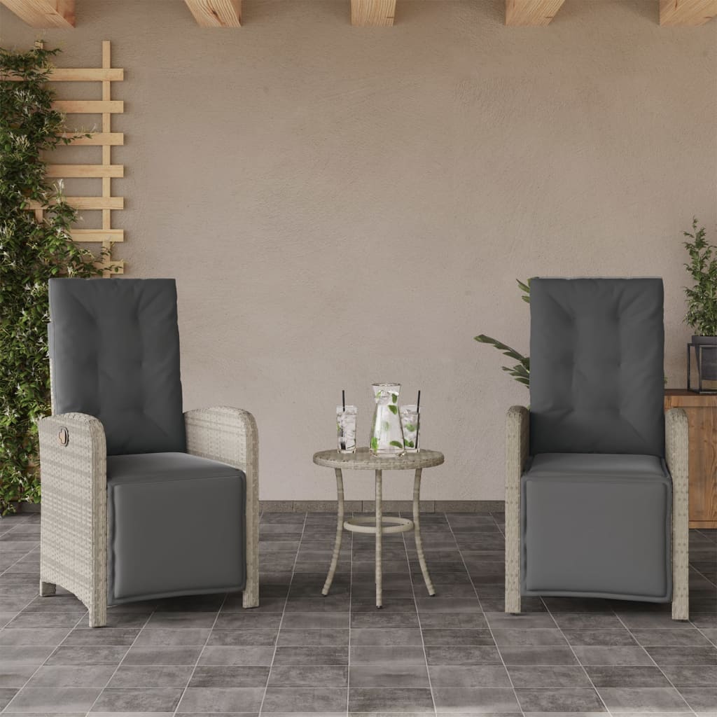 Ensemble de bistro 3 pcs et coussins gris clair résine tressée - XIOS
