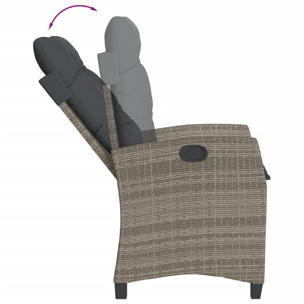 Ensemble de bistro 3 pcs avec coussins gris résine tressée - XIOS