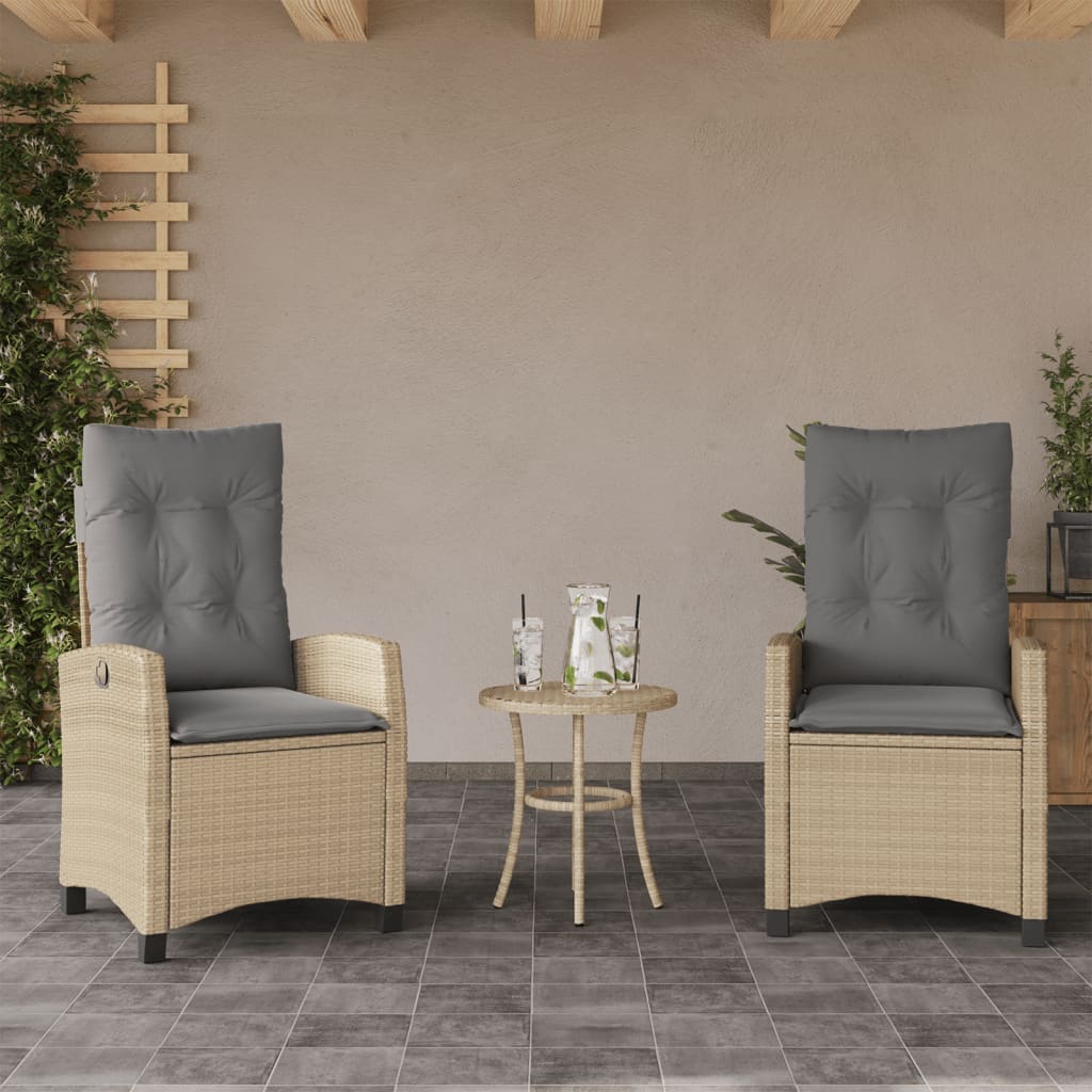 Ensemble de bistro 3 pcs coussins mélange beige résine tressée - XIOS