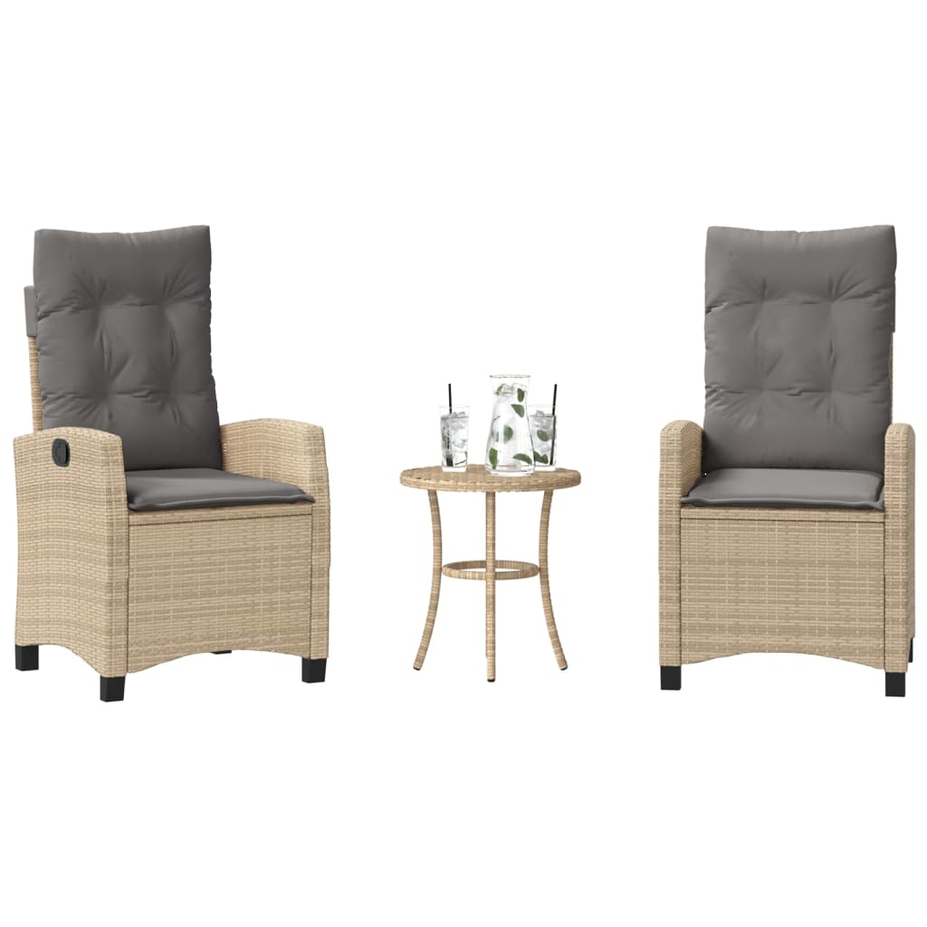Ensemble de bistro 3 pcs coussins mélange beige résine tressée - XIOS