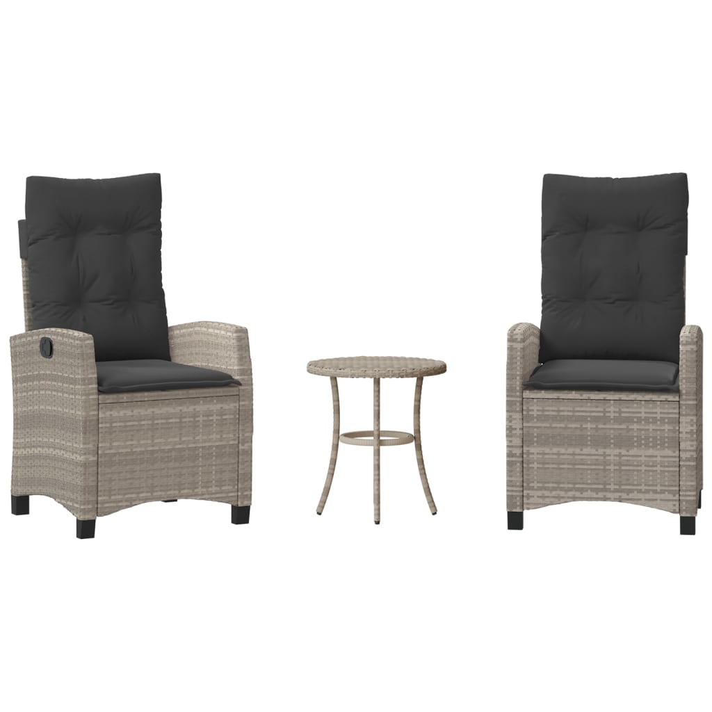 Ensemble de bistro 3 pcs et coussins gris clair résine tressée - XIOS