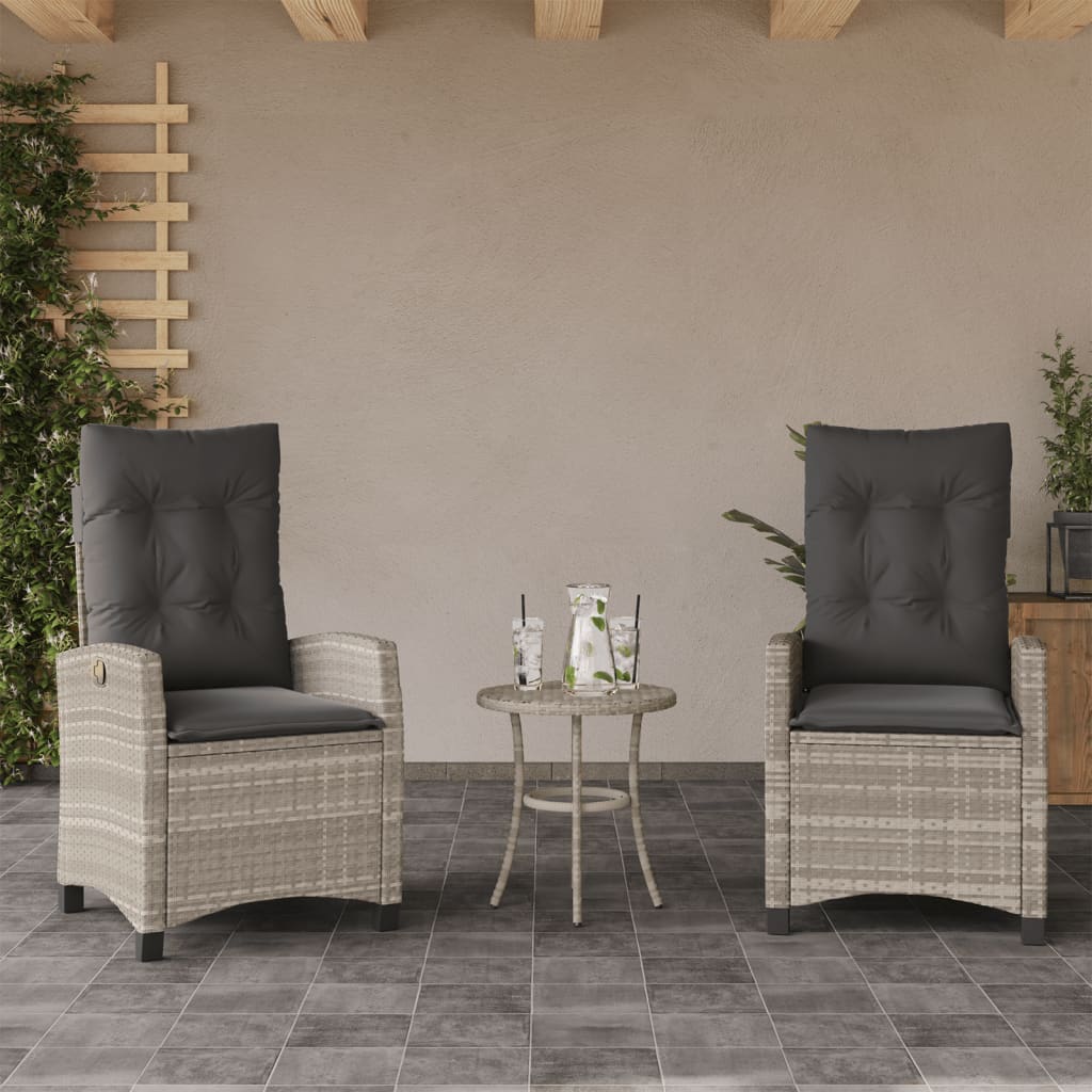 Ensemble de bistro 3 pcs et coussins gris clair résine tressée - XIOS