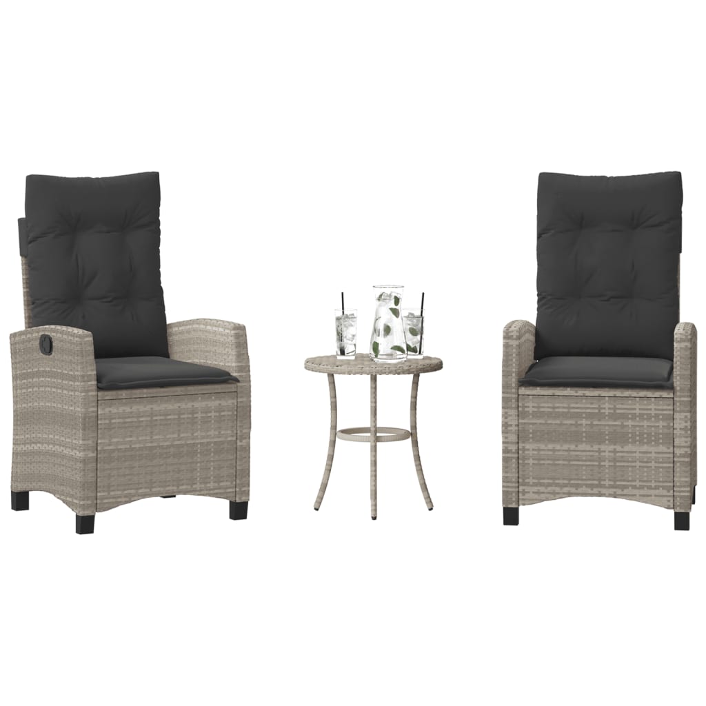 Ensemble de bistro 3 pcs et coussins gris clair résine tressée - XIOS