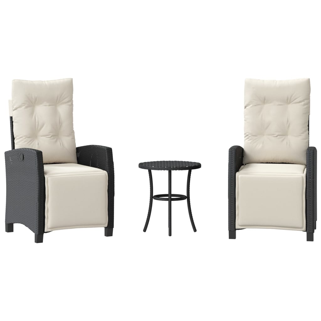 Ensemble de bistro 3 pcs avec coussins noir résine tressée - XIOS