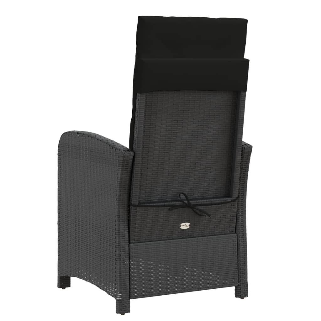 Ensemble de bistro 3 pcs avec coussins noir résine tressée - XIOS