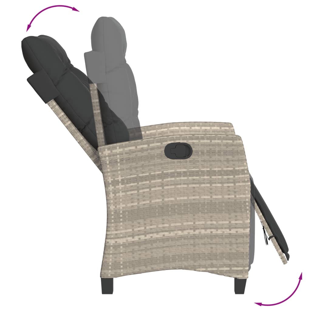 Ensemble de bistro 3 pcs et coussins gris clair résine tressée - XIOS