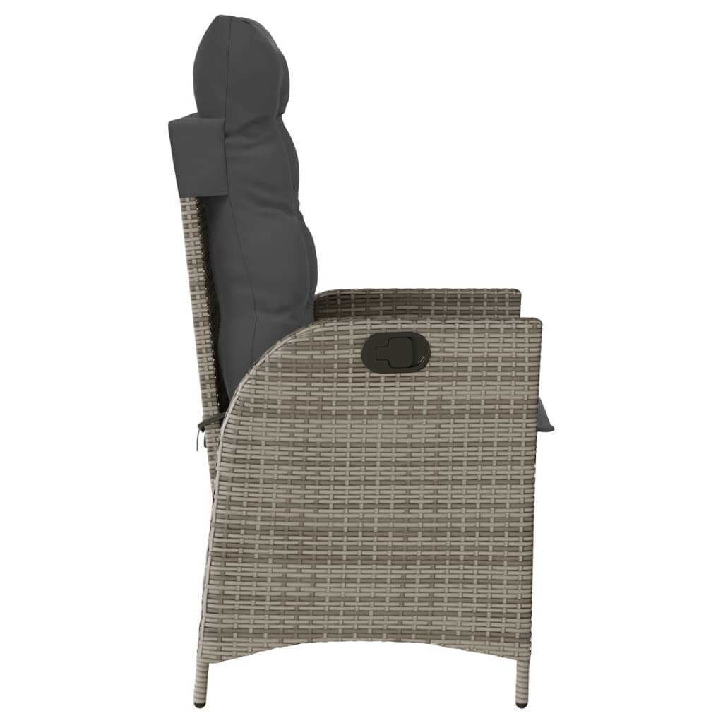 Ensemble de bistro 3 pcs avec coussins gris résine tressée - XIOS