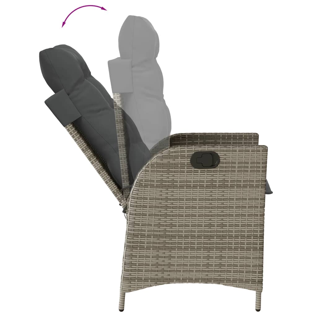 Ensemble de bistro 3 pcs avec coussins gris résine tressée - XIOS