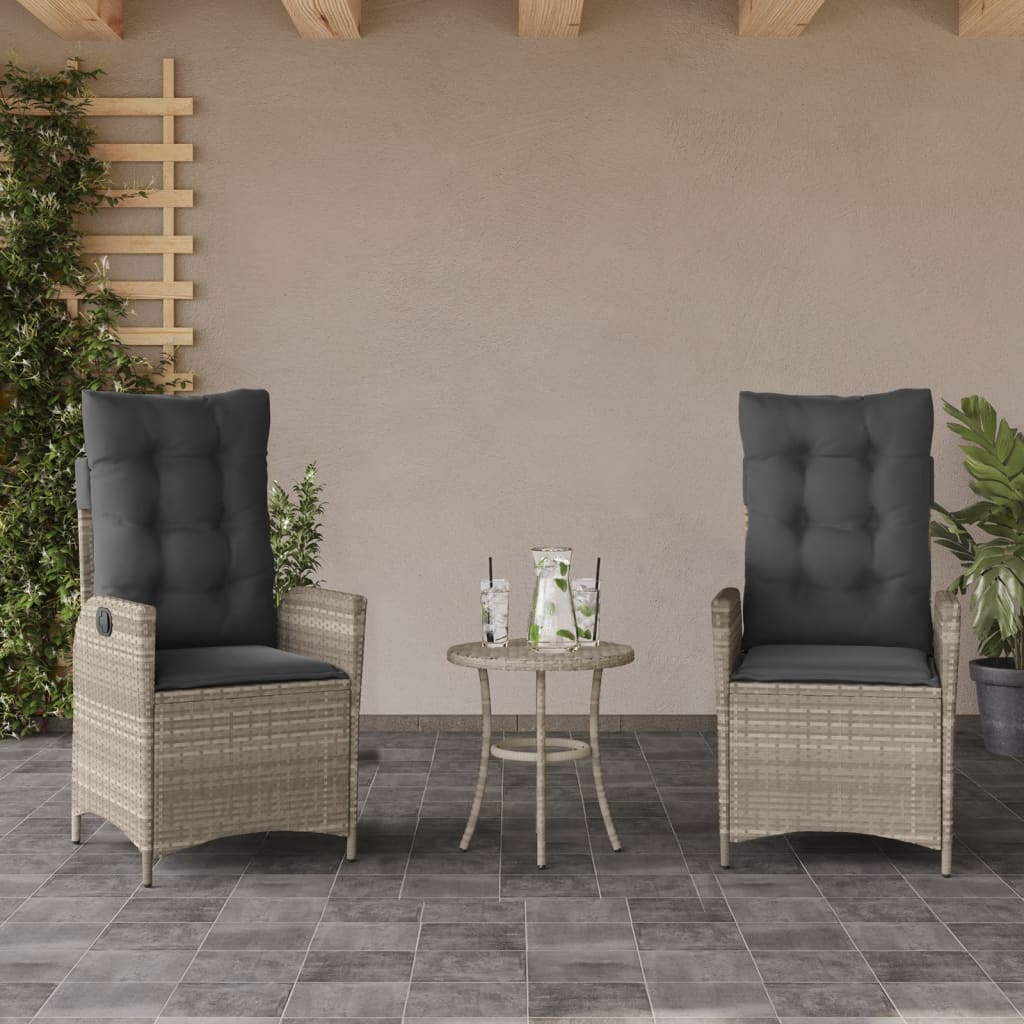 Ensemble de bistro 3 pcs et coussins gris clair résine tressée - XIOS