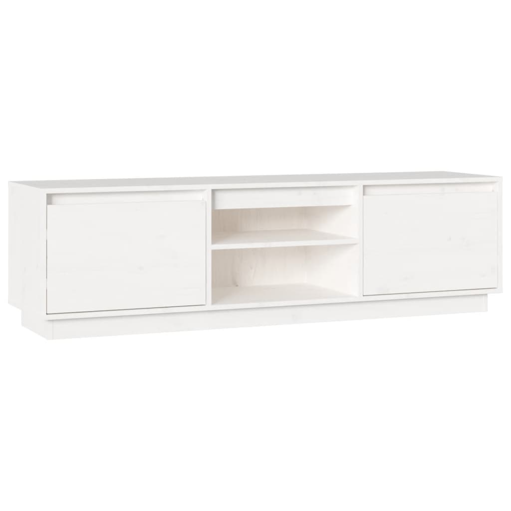 Meuble TV Blanc 140x35x40 cm Bois de pin massif - XIOS