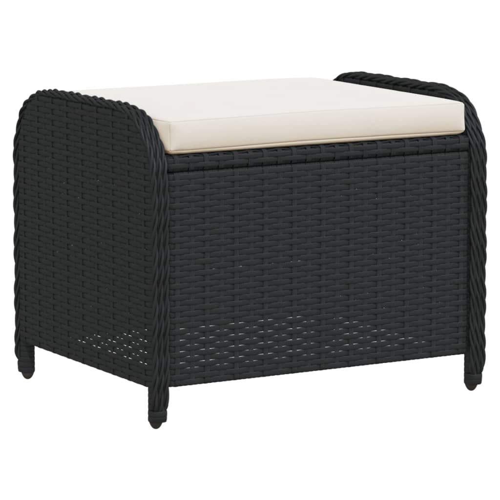 Tabouret de jardin avec coussin noir 58x46x46 cm résine tressée Poufs d'extérieur vidaXL