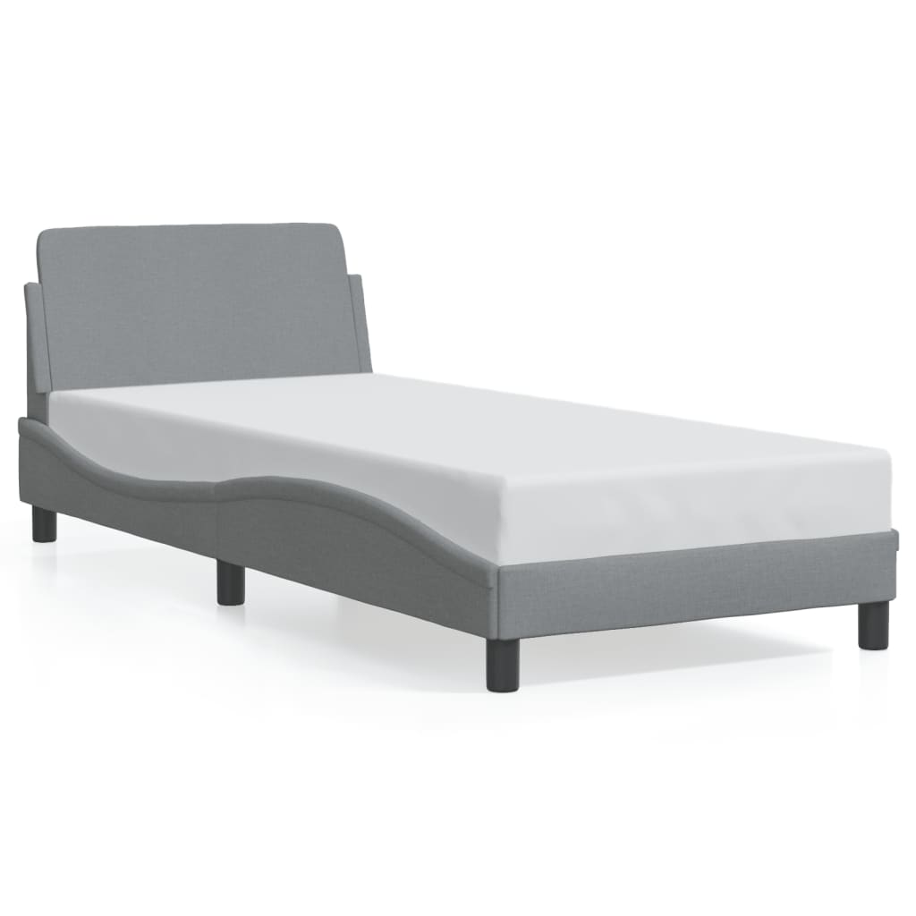 Cadre de lit sans matelas gris clair 80x200 cm tissu - XIOS