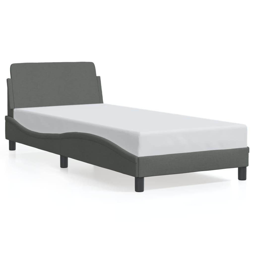 Cadre de lit sans matelas gris foncé 80x200 cm tissu - XIOS
