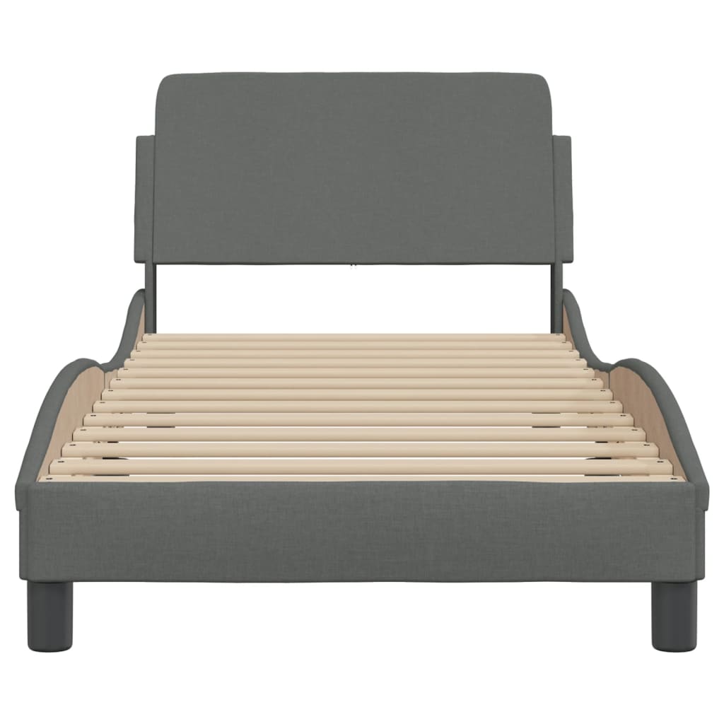 Cadre de lit sans matelas gris foncé 80x200 cm tissu - XIOS