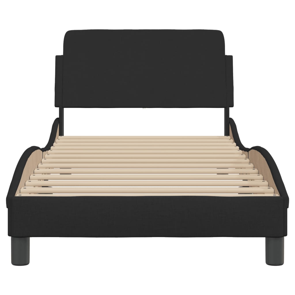 Cadre de lit avec tête de lit sans matelas noir 80x200 cm tissu - XIOS