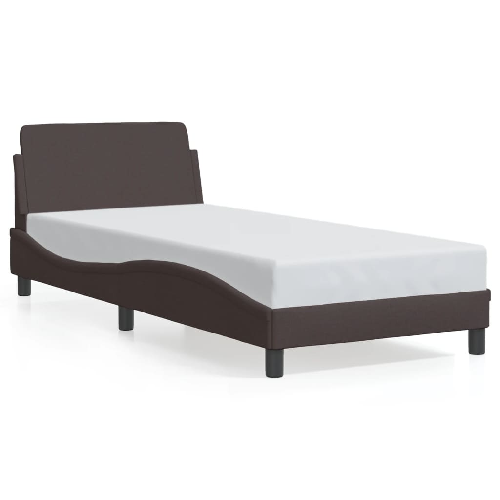 Cadre de lit sans matelas marron foncé 80x200 cm tissu - XIOS