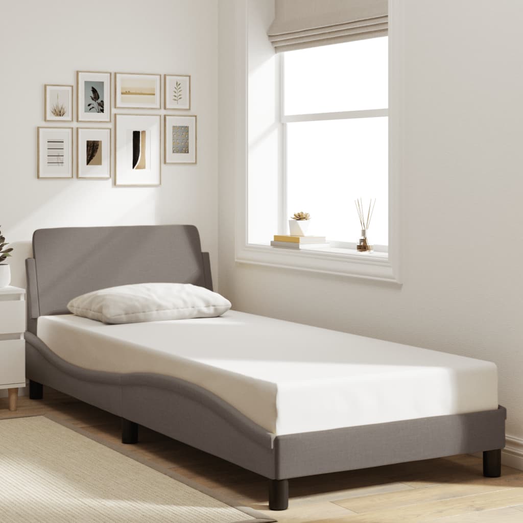 Cadre de lit avec tête de lit sans matelas taupe 80x200cm tissu - XIOS