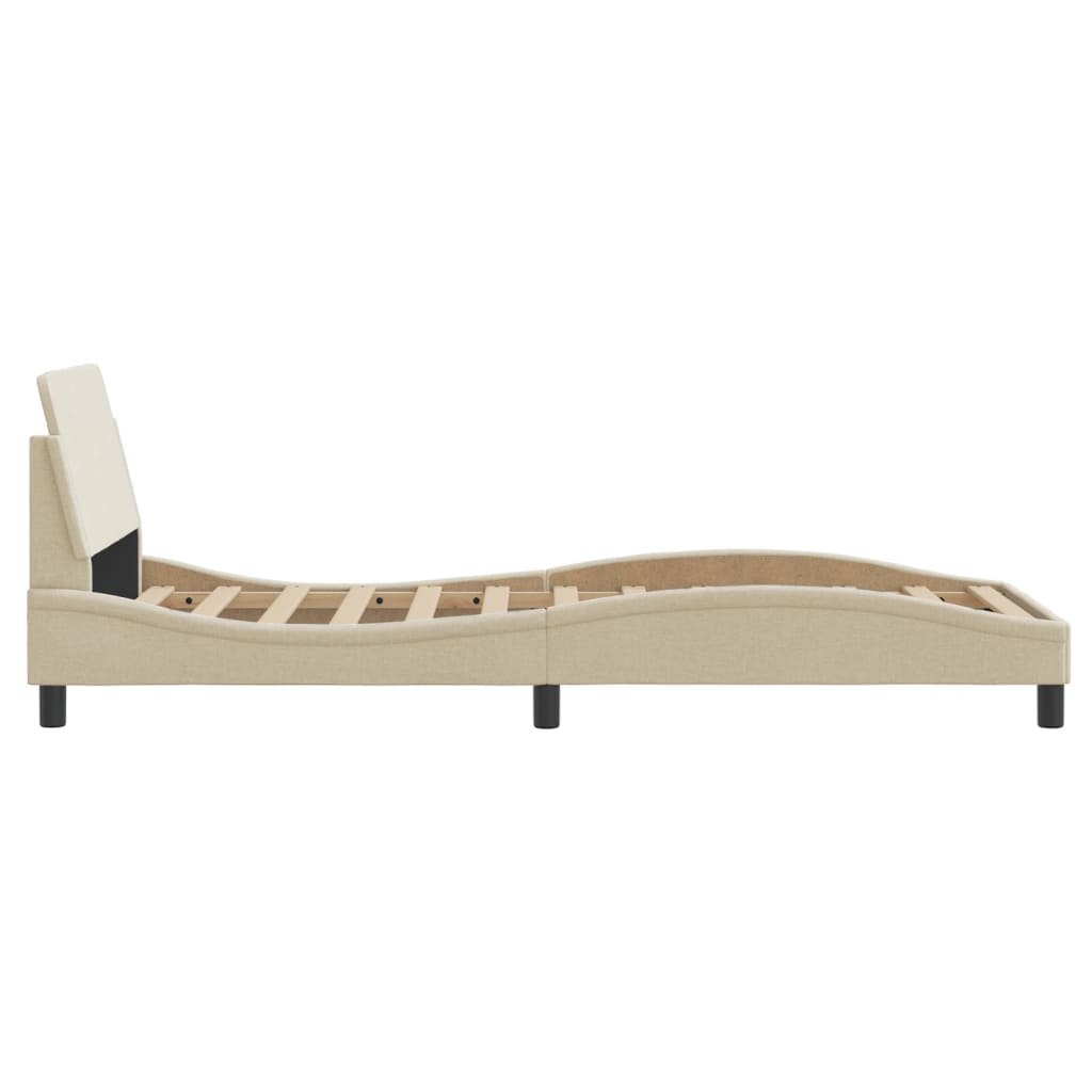 Cadre de lit avec tête de lit sans matelas crème 80x200cm tissu - XIOS