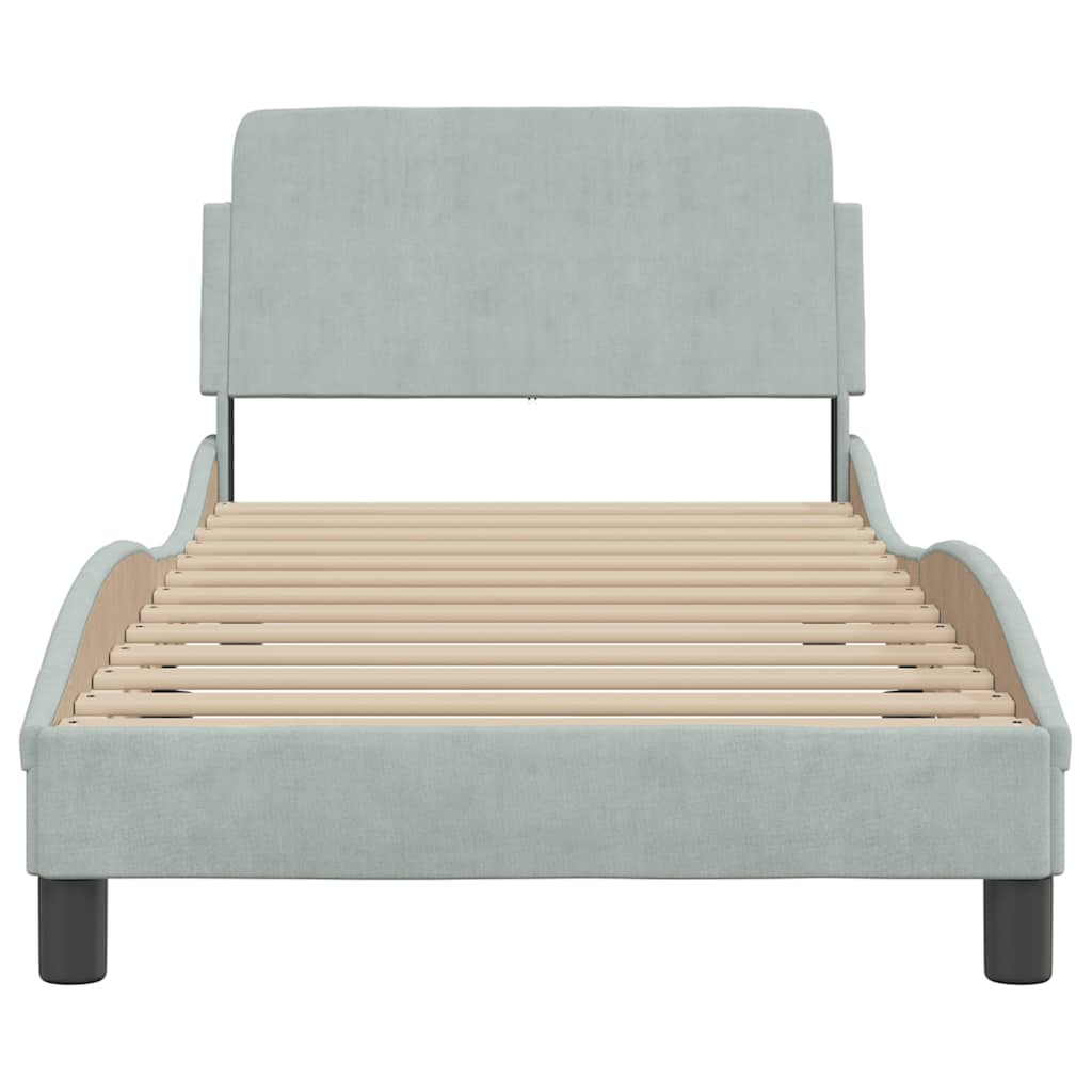 Cadre de lit sans matelas gris clair 80x200 cm velours - XIOS