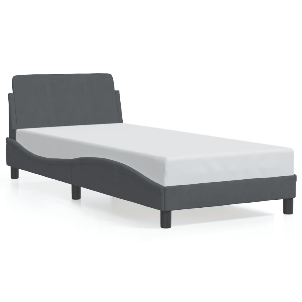 Cadre de lit sans matelas gris foncé 80x200 cm velours - XIOS