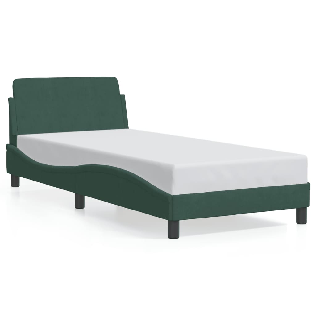 Cadre de lit sans matelas vert foncé 80x200 cm velours - XIOS