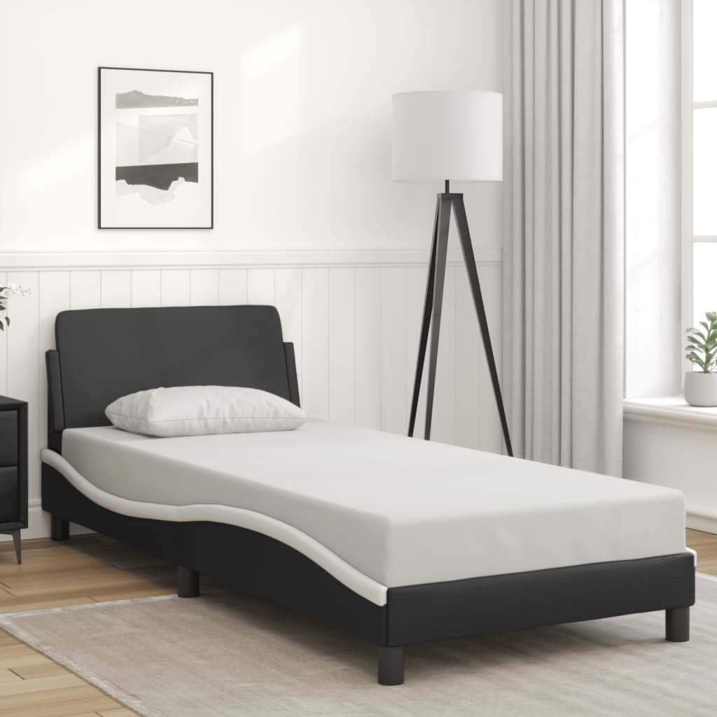 Cadre de lit sans matelas noir et blanc 80x200 cm similicuir - XIOS