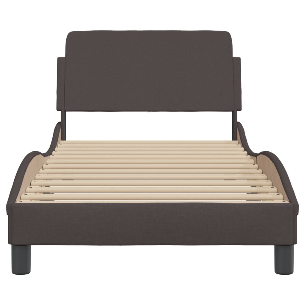 Cadre de lit Dover marron foncé 90x190 cm tissu - XIOS