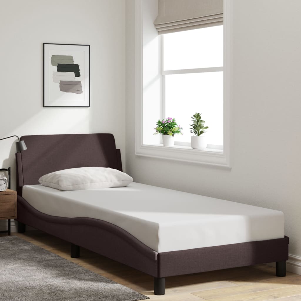 Cadre de lit Dover marron foncé 90x190 cm tissu - XIOS