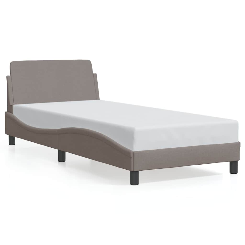 Cadre de lit avec tête de lit Dover taupe 90x190cm tissu - XIOS
