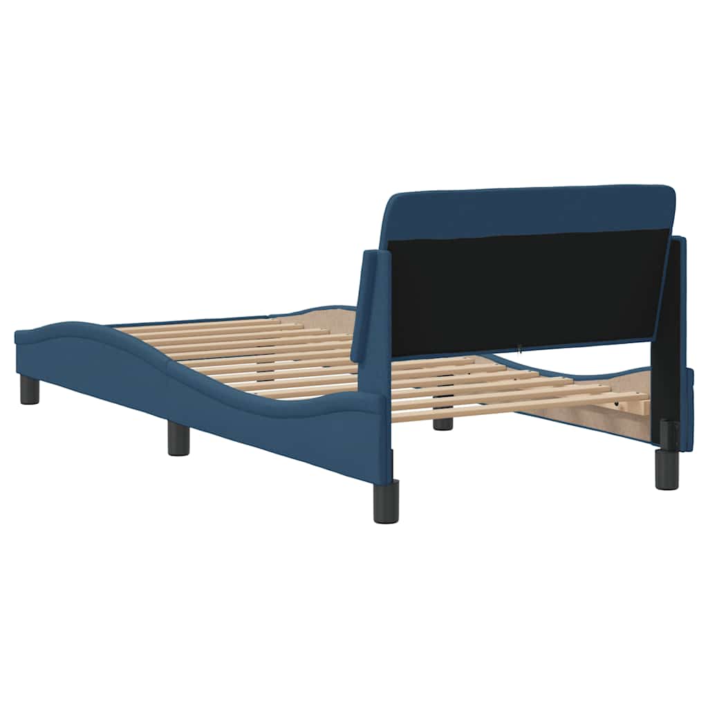 Cadre de lit avec tête de lit Dover bleu 90x190 cm tissu - XIOS