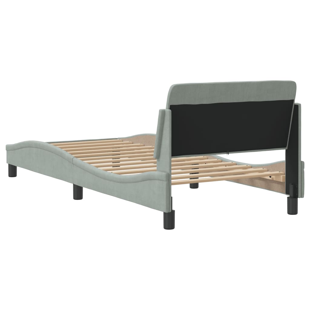 Cadre de lit sans matelas gris clair 90x190 cm velours - XIOS
