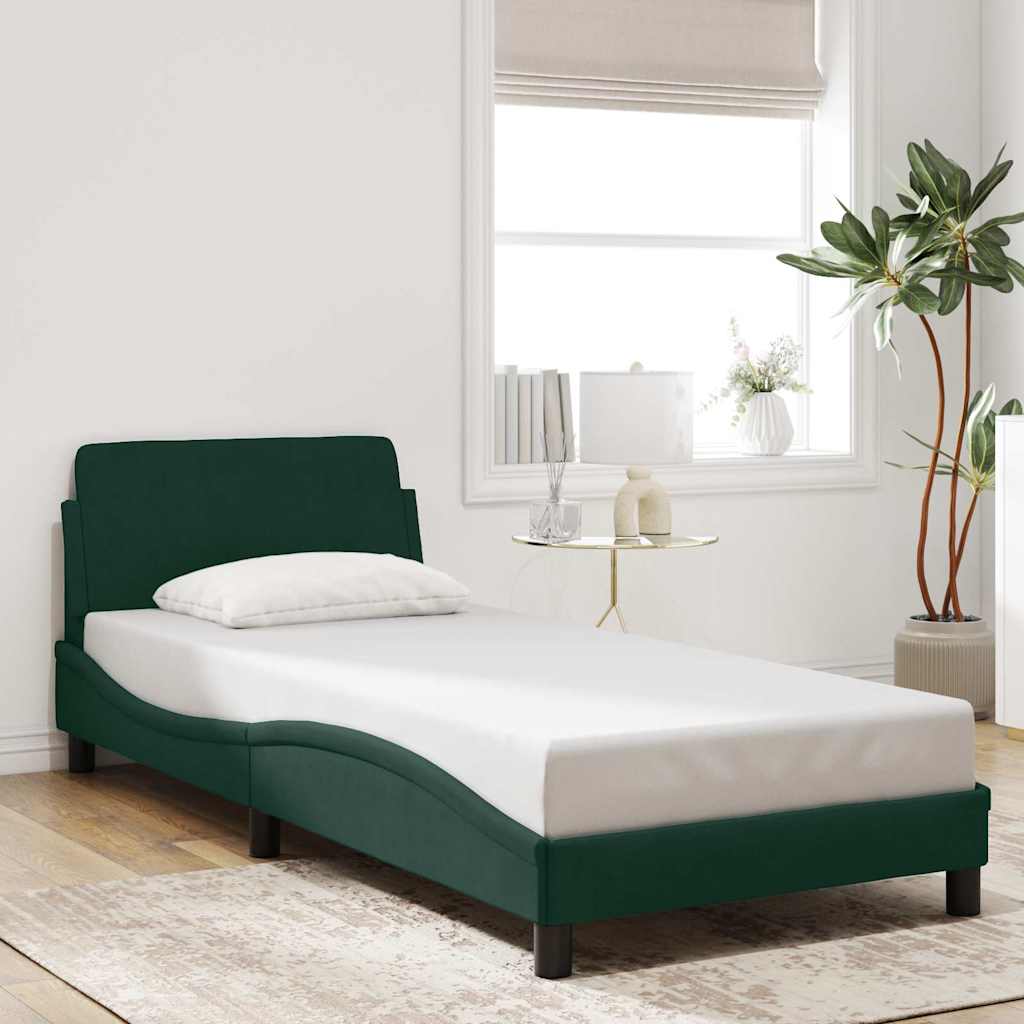 Cadre de lit Dover vert foncé 90x190 cm velours - XIOS