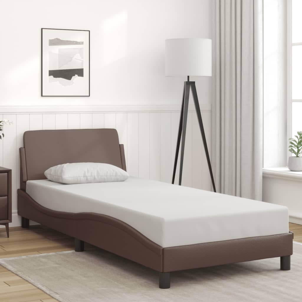 Cadre de lit sans matelas marron 90x190 cm similicuir - XIOS