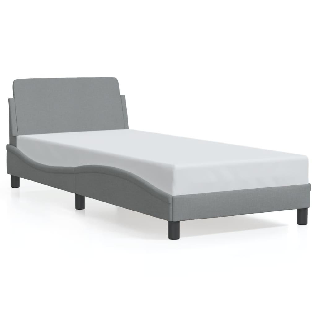 Cadre de lit sans matelas gris clair 90x200 cm tissu - XIOS