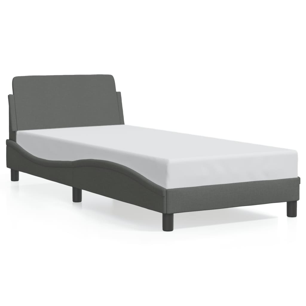 Cadre de lit sans matelas gris foncé 90x200 cm tissu - XIOS