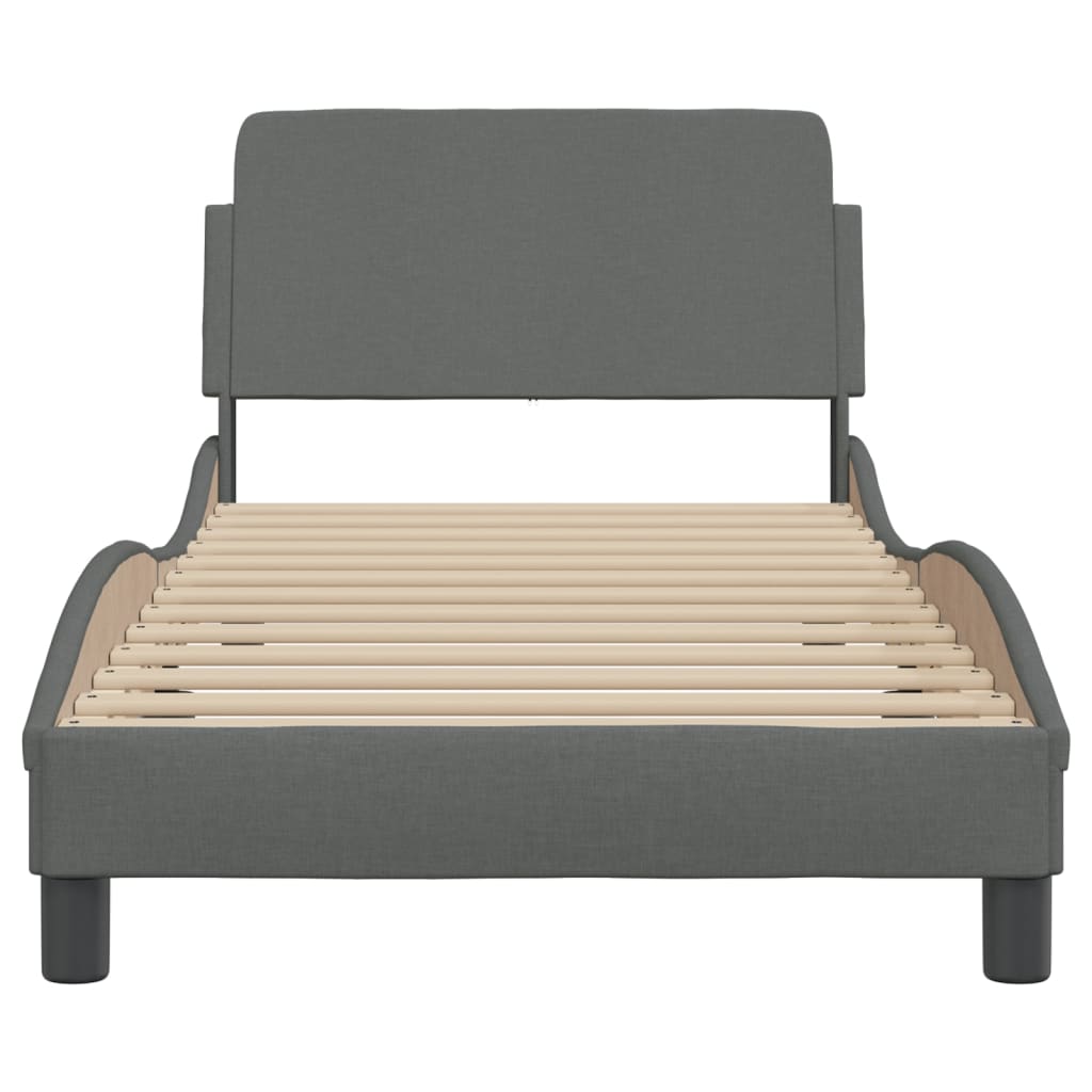 Cadre de lit sans matelas gris foncé 90x200 cm tissu - XIOS